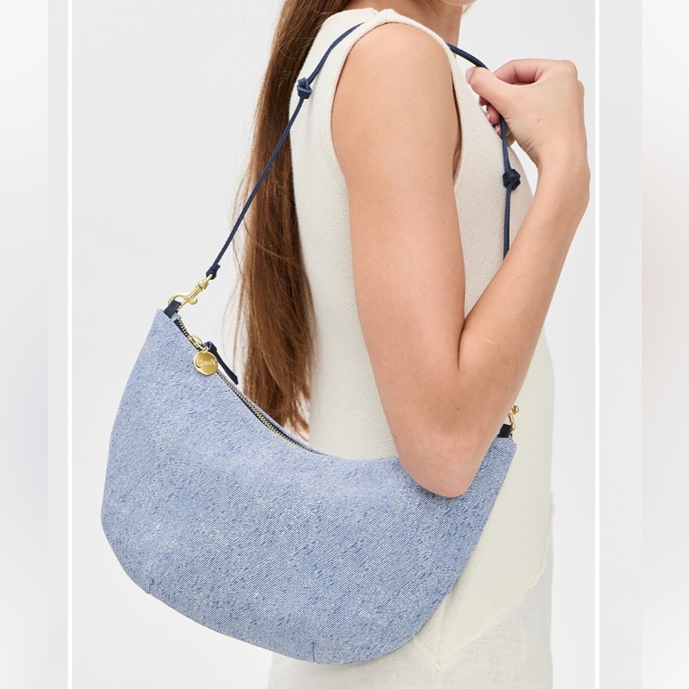 Beautiful Clare V Lune Bag in Light Blue Denim Suede 🦋